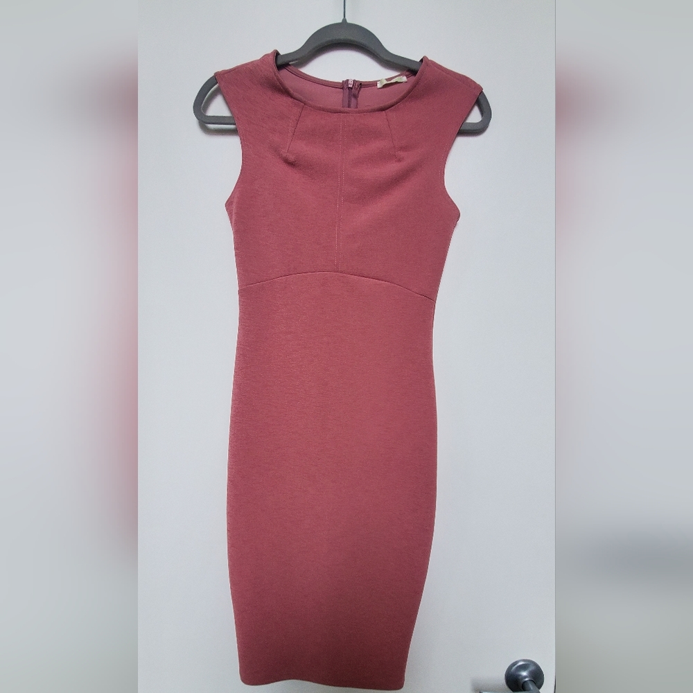 Fitted Coral Dress. Stretch, spandex. Size small